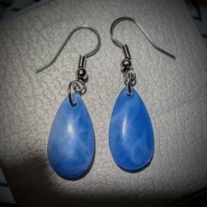 handmade 925 sterling silver blue resin  drop earr